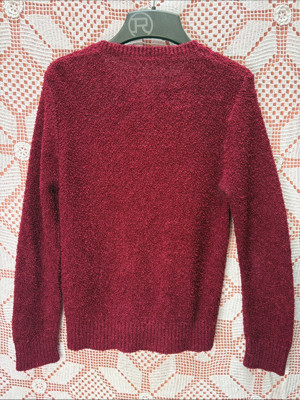 Vintage Burgundy Cable Knit Cardigan - Picture 5 of 7